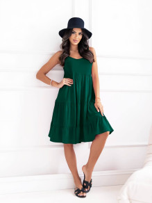 Γυναικείο χαλαρό φόρεμα A7579 σκούρο πράσινο