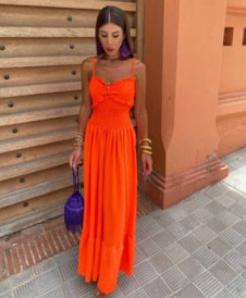 Γυναικείο μακρύ φόρεμα LT6684 πορτοκαλί