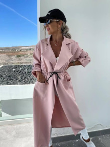 Γυναικείο παλτό με κορδόνια A6031 ροζ