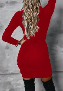 Γυναικείο κοντό φόρεμα με σούρες J72003 κόκκινο