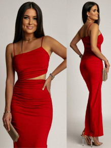 Γυναικείο εφαρμοστό φόρεμα K6383 κόκκινο