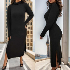 Γυναικείο μακρύ φόρεμα με ζιβάγκο J97010 μαύρο