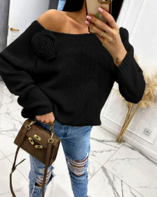 Γυναικείο πουλόβερ με έμφαση FR2806 μαύρο