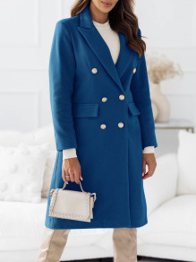 Γυναικείο παλτό με με διπλό κούμπωμα A1267 μπλε