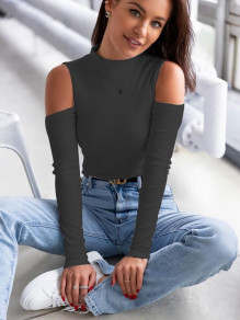 Γυναικεία μπλούζα με ανοιχτούς ώμους AR1147 μαύρο