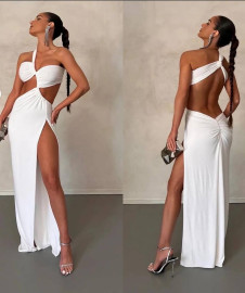 Γυναικείο εντυπωσιακό φόρεμα 241224 άσπρο