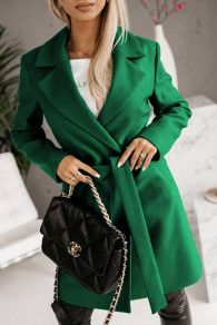 Γυναικείο παλτό με ζώνη K1057 πράσινο