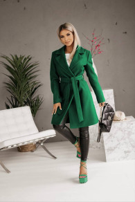 Γυναικείο παλτό με ζώνη K1057 πράσινο