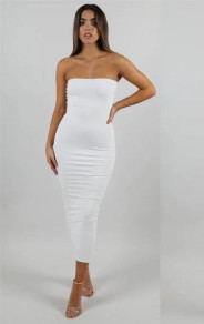 Γυναικείο εφαρμοστό φόρεμα 24019 άσπρο