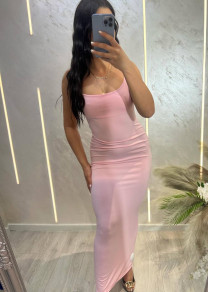 Γυναικείο εφαρμοστό φόρεμα 24049 ροζ