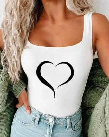 Γυναικείο αμάνικο μπλουζάκι heart 40006 άσπρο