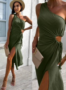 Γυναικείο εντυπωσιακό φόρεμα LT9121 λαδί