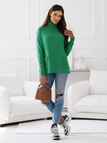 Γυναικείο πουλόβερ με ζιβάγκο  και τσέπες 98019  πράσινο