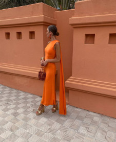 Γυναικείο εντυπωσιακό μακρύ φόρεμα LT6188 πορτοκαλί