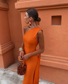 Γυναικείο εντυπωσιακό μακρύ φόρεμα LT6188 πορτοκαλί