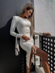 Γυναικείο φόρεμα με σούρα AR3101 άσπρο