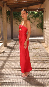 Γυναικείο φόρεμα σατέν LT6161 κόκκινο