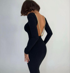 Γυναικείο φόρεμα με έμφαση στην πλάτη M9387 μαύρο