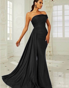 Γυναικείο μακρύ κομψό φόρεμα 24092 μαύρο