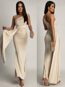 Γυναικείο μακρύ κομψό φόρεμα LT6223 μπεζ