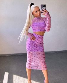Γυναικείο σετ μπλούζα και φούστα Barbie AN5128 ροζ