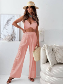 Γυναικείο σετ τοπάκι και παντελόνι K5773 ροζ
