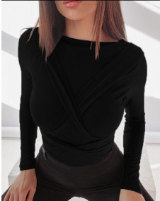 Γυναικεία μπλούζα με κορδόνια J40029 μαύρη