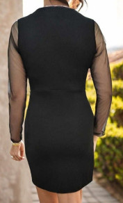 Γυναικείο κοντό φόρεμα με τούλι και κρύσταλλα J1350 μαύρο