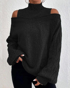 Γυναικείο πουλόβερ δύο τεμαχίων J7550 μαύρο