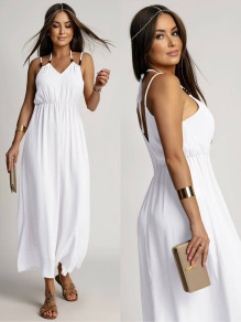 Γυναικείο μακρύ φόρεμα A1919 άσπρο