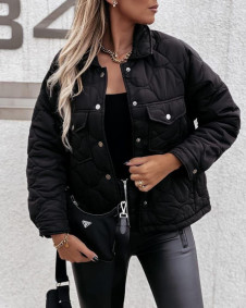 Γυναικείο εντυπωσιακό μπουφάν με τσέπες J9112 μαύρο