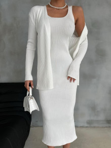 Γυναικείο πουκάμισο φόρεμα και ζακέτα 338523 άσπρη