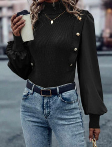 Γυναικεία μπλούζα με ζιβάγκο B7218 μαύρο