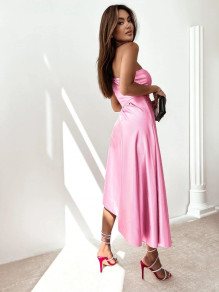 Γυναικείο φόρεμα με έναν ώμο 9019 ροζ