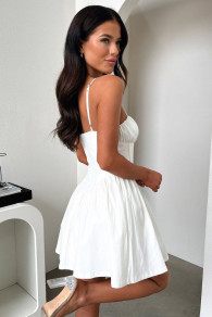 Γυναικείο φόρεμα με κορδέλες L9025 άσπρο
