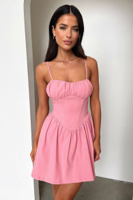 Γυναικείο φόρεμα μίνι L9026 ροζ