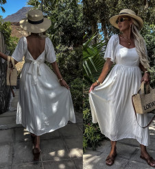 Γυναικείο χαλαρό φόρεμα A17451 άσπρο