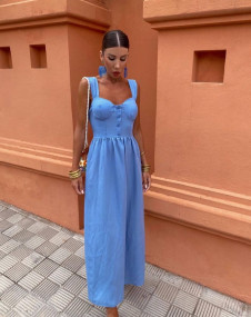 Γυναικείο μακρύ φόρεμα LT6707 μπλε