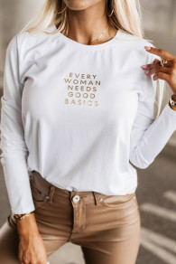 Γυναικεία μπλούζα με επιγραφή P5575 άσπρο