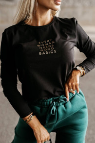 Γυναικεία μπλούζα με επιγραφή P5575 μαύρο
