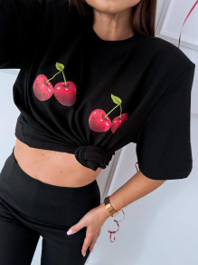 Γυναικείο κοντομάνικο cherry P5667 μαύρο