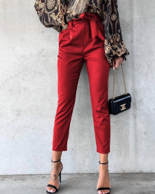 Γυναικείο ψηλόμεσο παντελόνι K201201 κόκκινο