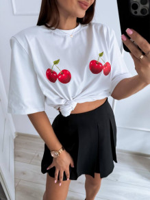 Γυναικείο κοντομάνικο cherry P5667 άσπρο