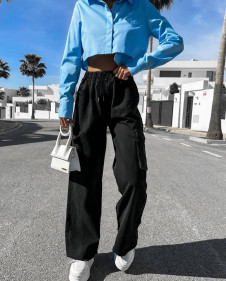Γυναικείο παντελόνι με τσέπες K00323 μαύρο