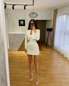 Γυναικείο σετ φόρεμα και σακάκι NI2278 λευκό