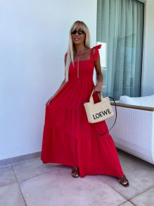Γυναικείο μακρύ φόρεμα L9034 κόκκινο