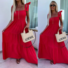 Γυναικείο μακρύ φόρεμα L9034 κόκκινο