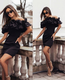 Γυναικείο εντυπωσιακό φόρεμα L9099 μαύρο