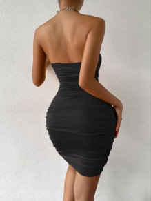 Γυναικείο φόρεμα με λεπτομέρεια αλυσίδα 997008 μαύρη