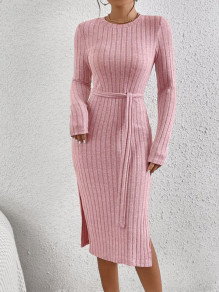 Γυναικείο φόρεμα με ζώνη AR3095 ροζ